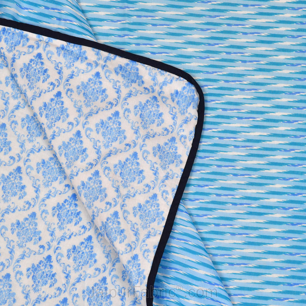 Ethnic Royal Blue Single Bed Dohar Blanket